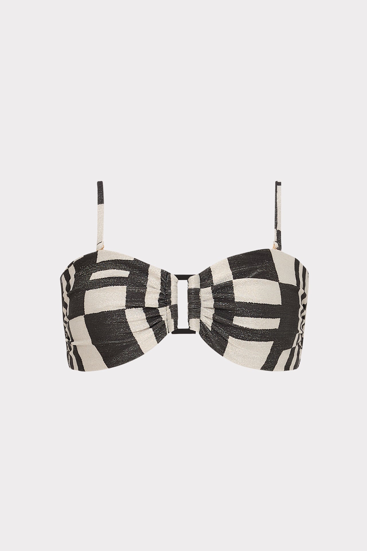 Barcelona Shimmer Puzzle Bandeau Top Ecru/Black | Milly Women