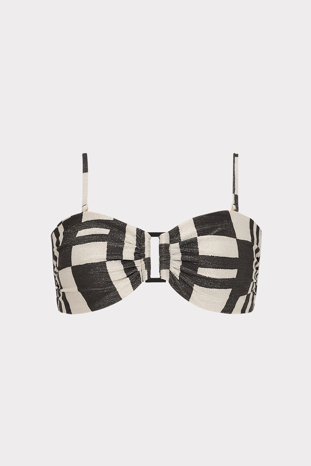 Barcelona Shimmer Puzzle Bandeau Top Ecru/Black | Milly Women