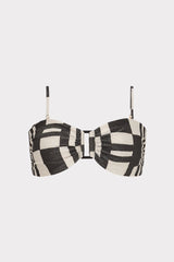 Barcelona Shimmer Puzzle Bandeau Top Ecru/Black | Milly Women