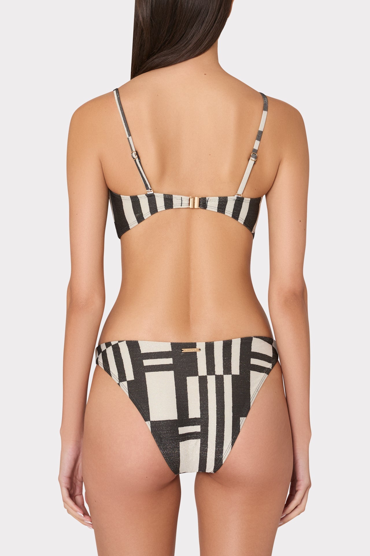 Barcelona Shimmer Puzzle Bandeau Top Ecru/Black | Milly Women