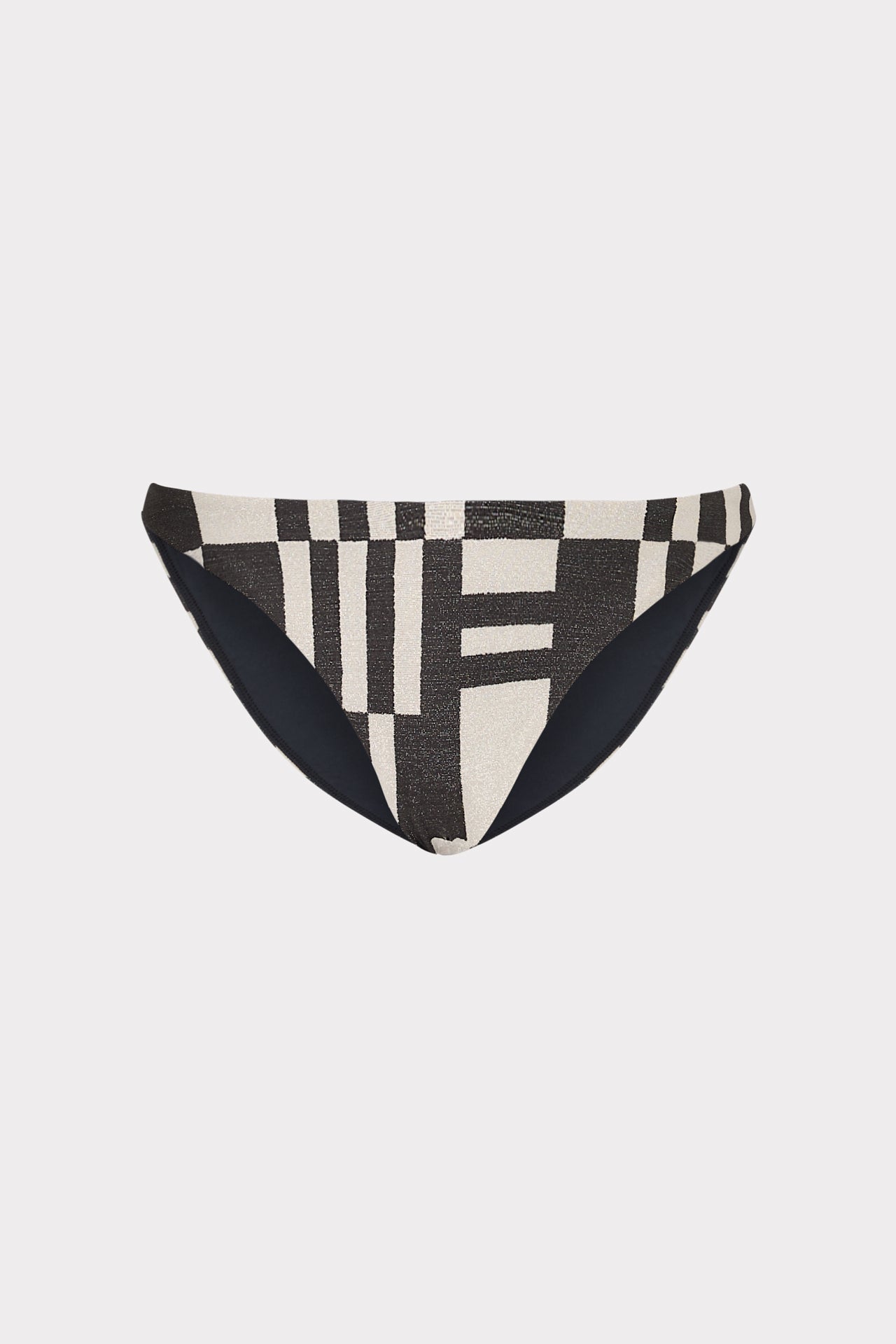 Margot Barcelona Shimmer Puzzle Bikini Bottom Ecru/Black | Milly Women