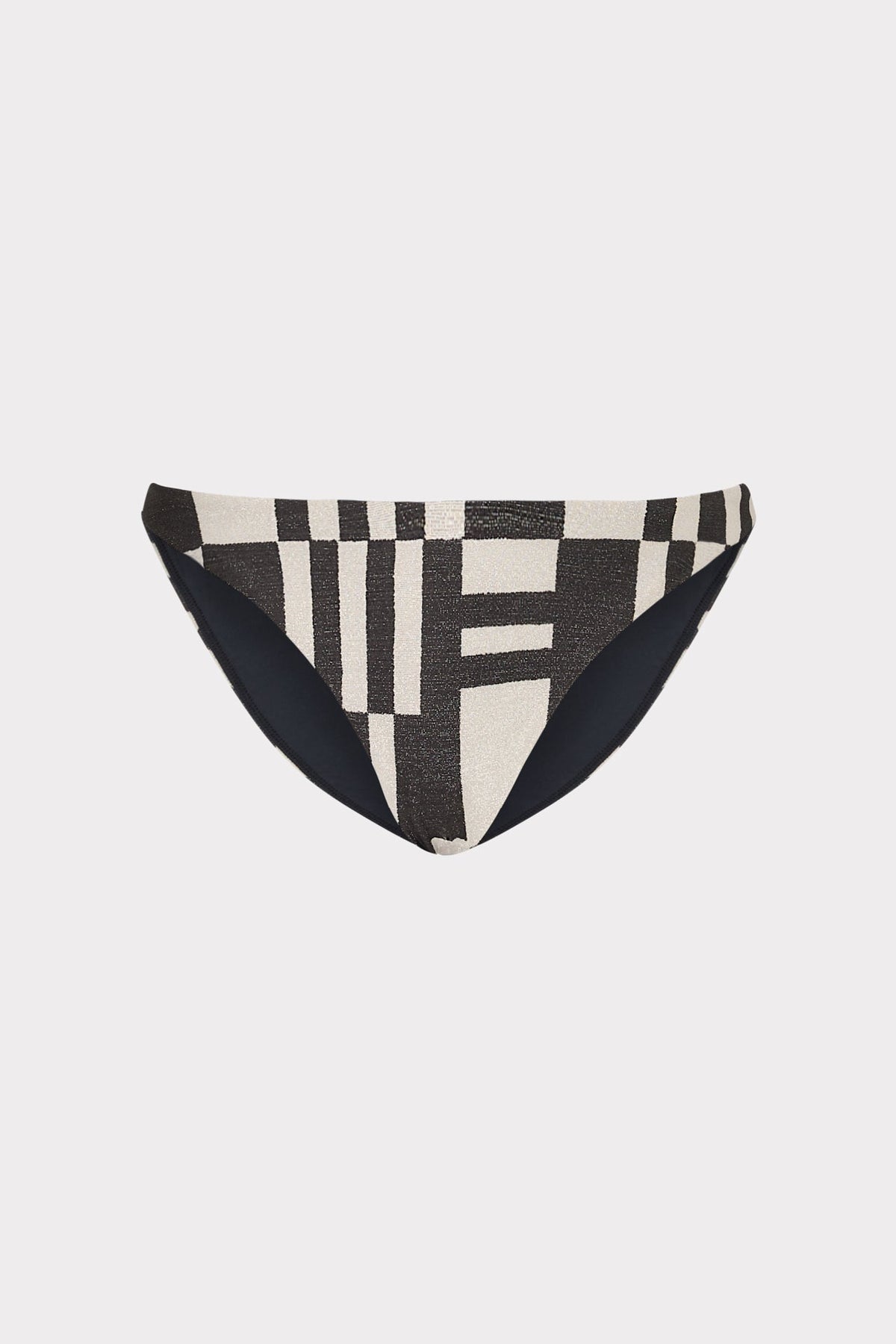 Margot Barcelona Shimmer Puzzle Bikini Bottom Ecru/Black | Milly Women