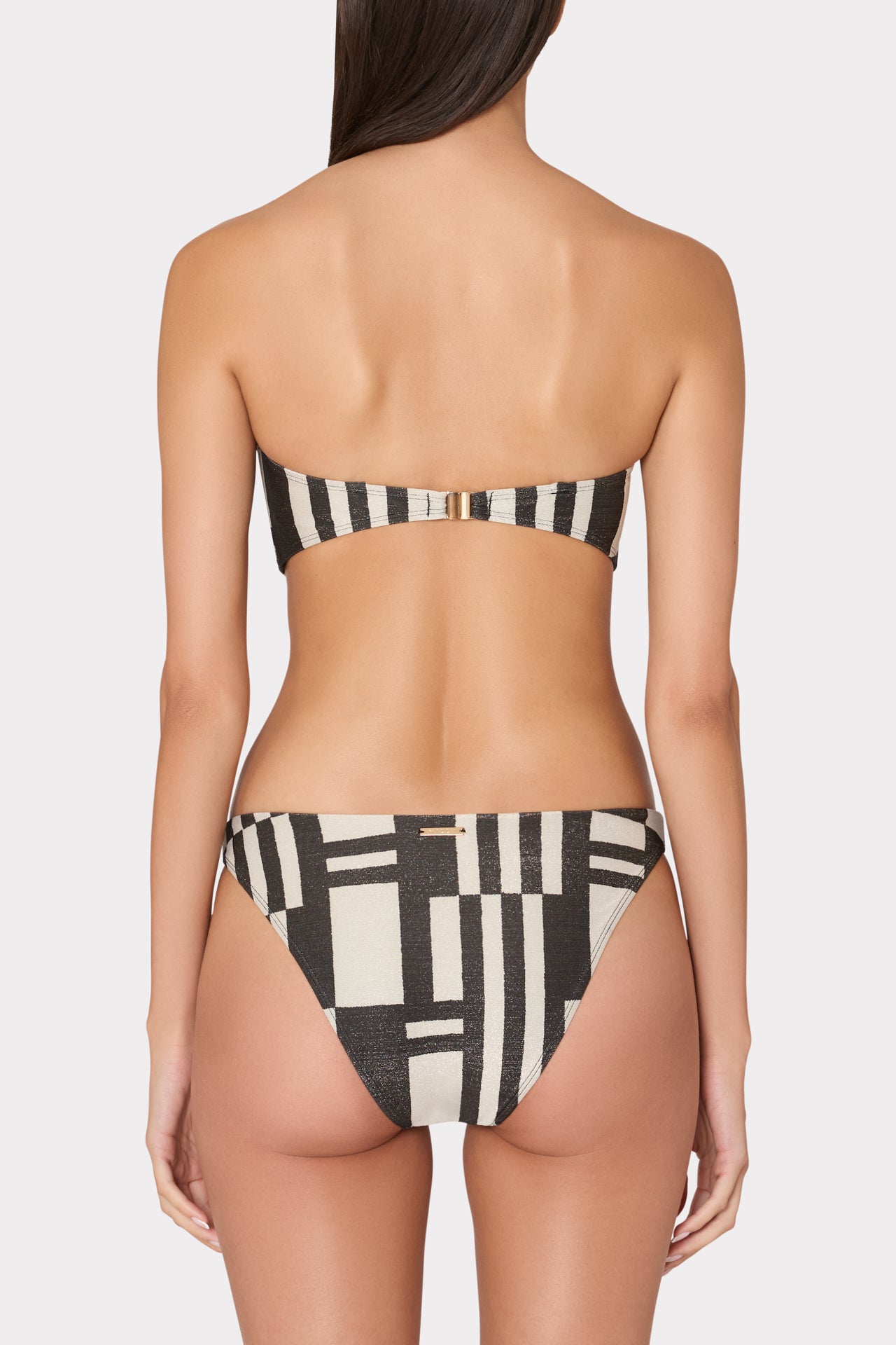 Margot Barcelona Shimmer Puzzle Bikini Bottom Ecru/Black | Milly Women