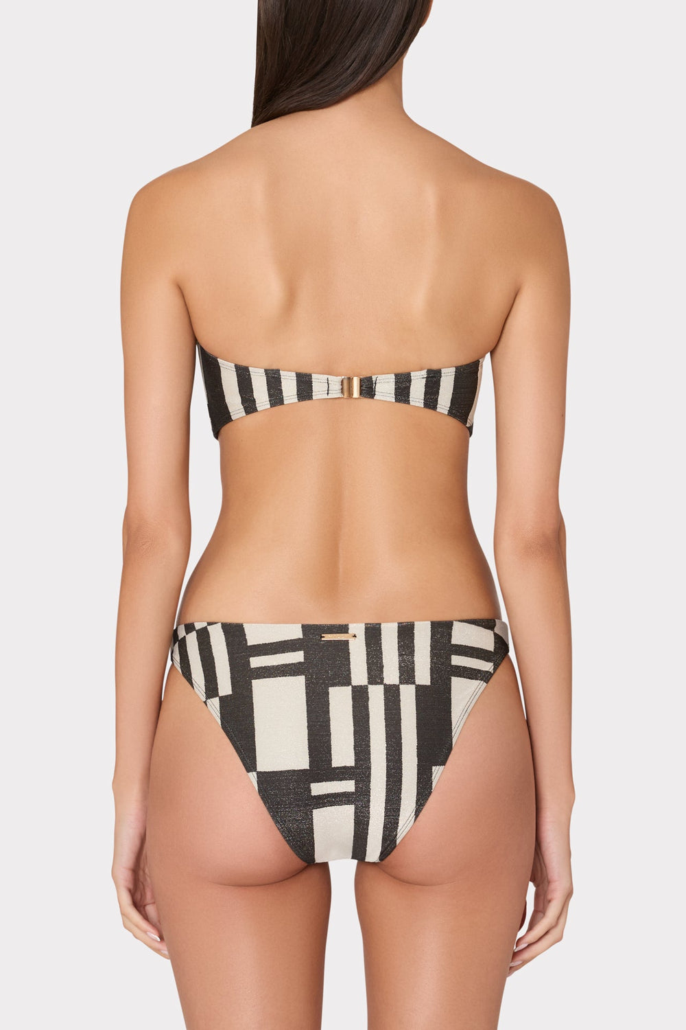 Margot Barcelona Shimmer Puzzle Bikini Bottom Ecru/Black | Milly Women