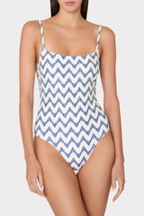 Grace Barcelona Chevron One Piece White/Blue | Milly Women