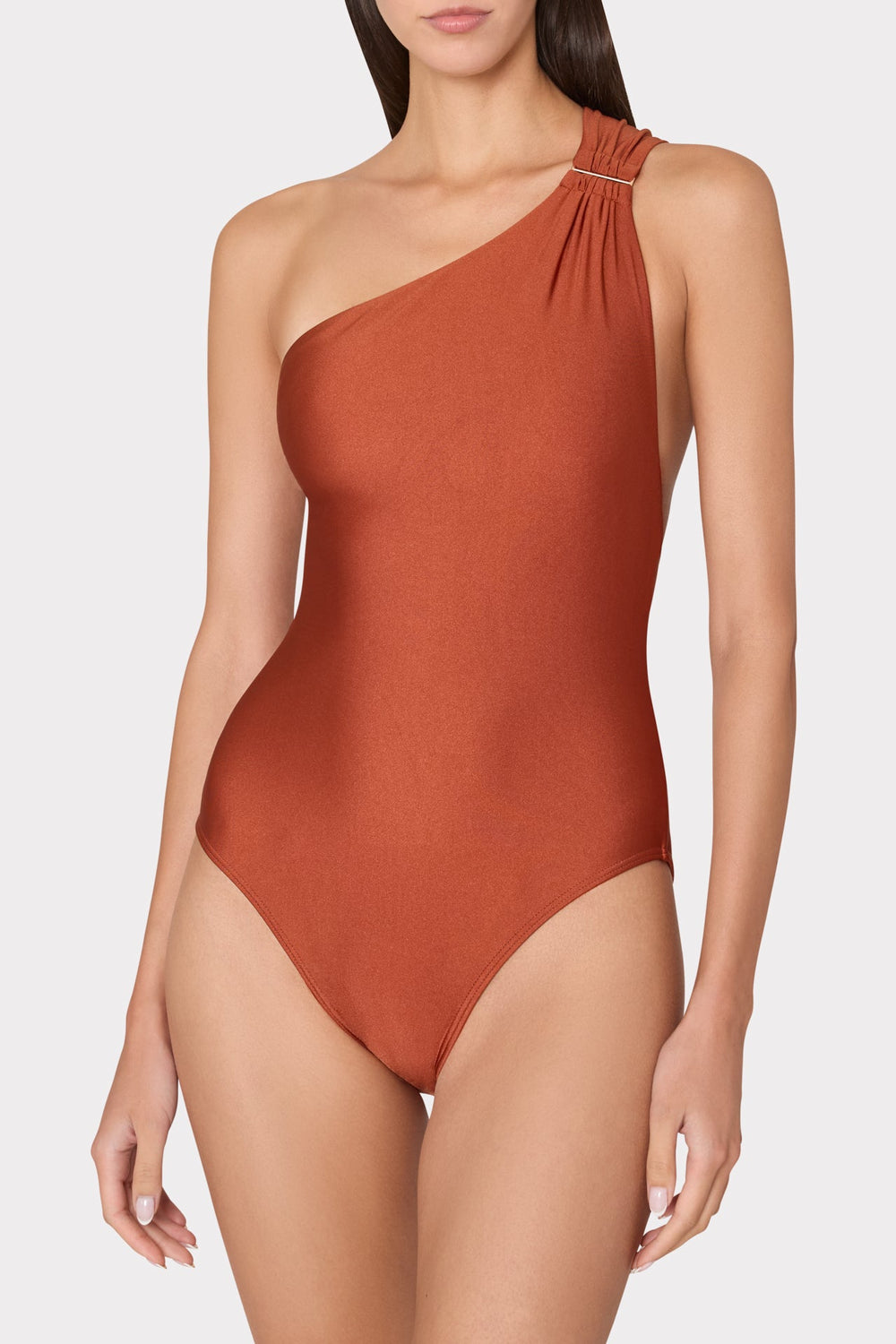 Sam Gloss One Shoulder One Piece Copper | Milly Women