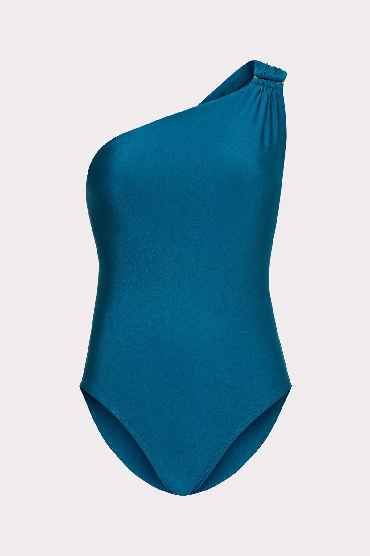Sam Gloss One Shoulder One Piece Dark Teal | Milly Women