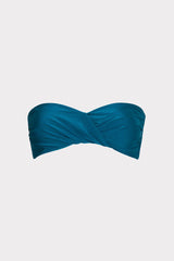 Soleil Gloss Twist Bandeau Top Dark Teal | Milly Women