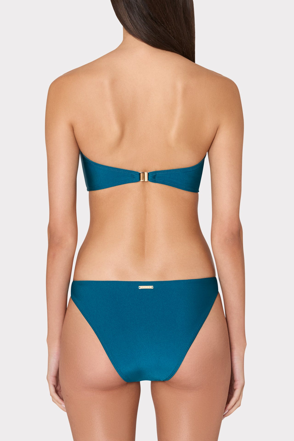 Soleil Gloss Twist Bandeau Top Dark Teal | Milly Women