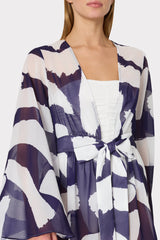 Jessie Graphic Brushstroke Chiffon Cover-Up Navy/Ecru | Milly Women
