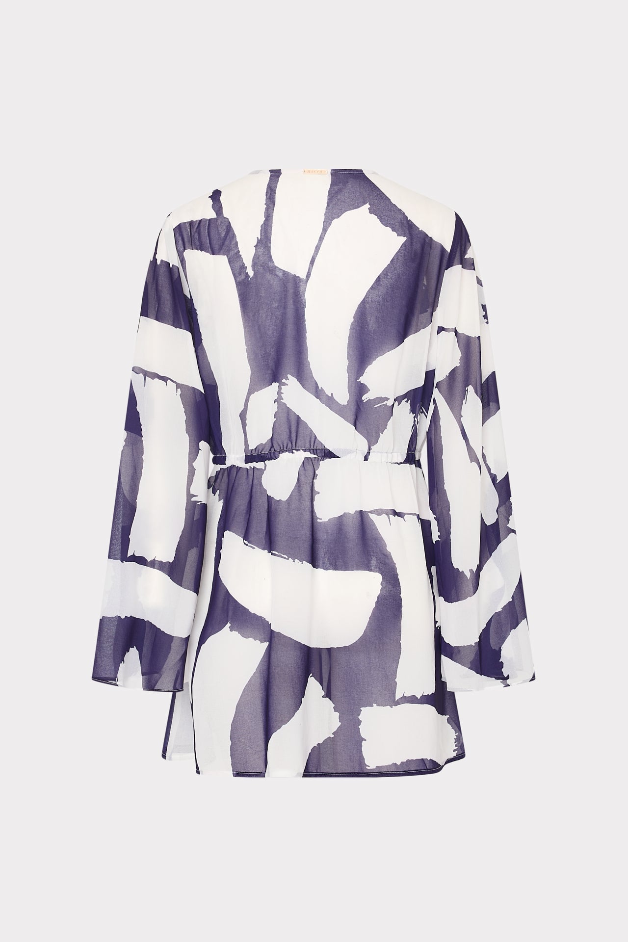 Jessie Graphic Brushstroke Chiffon Cover-Up Navy/Ecru | Milly Women
