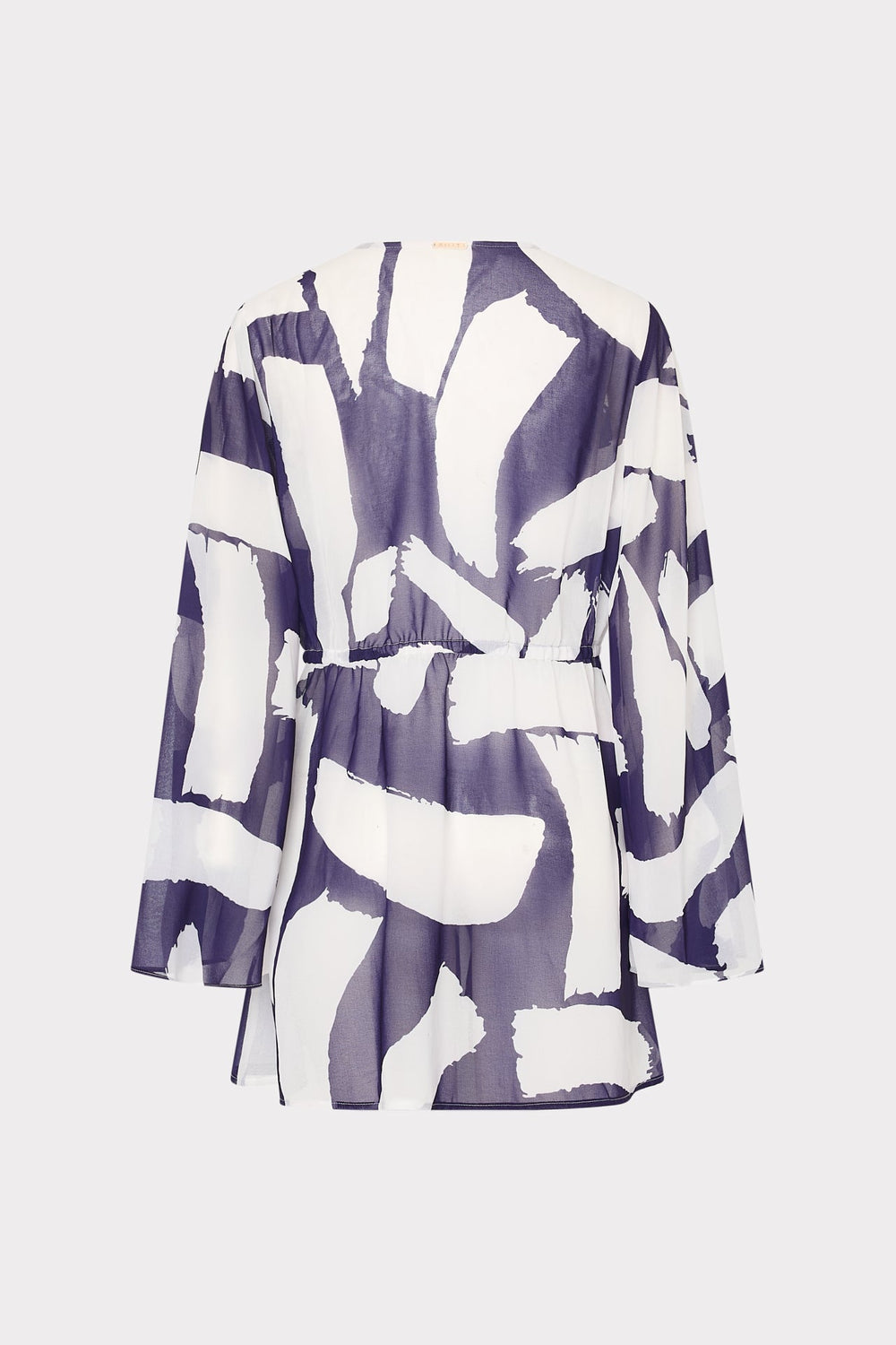 Jessie Graphic Brushstroke Chiffon Cover-Up Navy/Ecru | Milly Women
