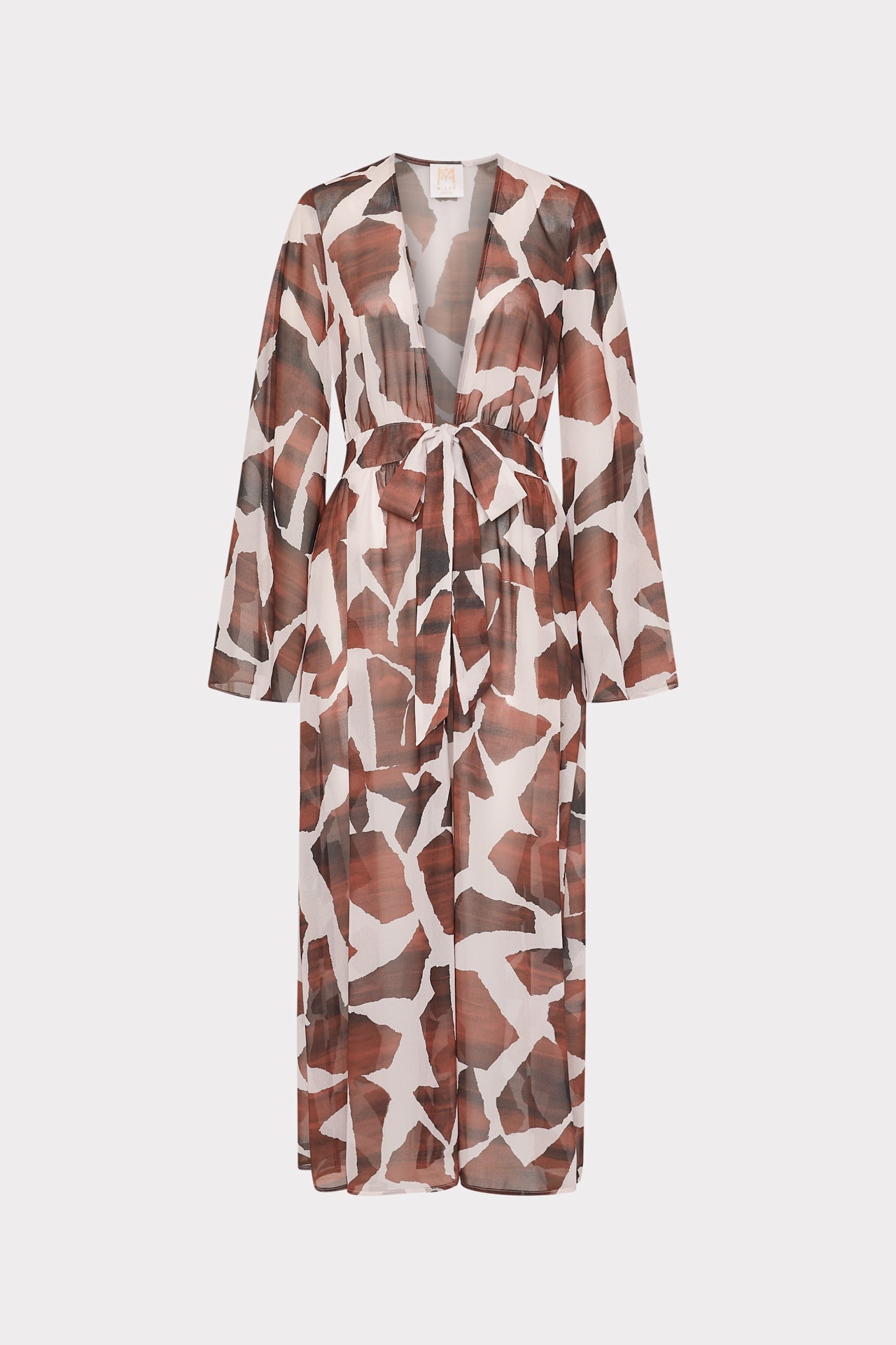 Vince Ocean Puzzle Chiffon Cover-Up Dress Brown Multi | Milly Women