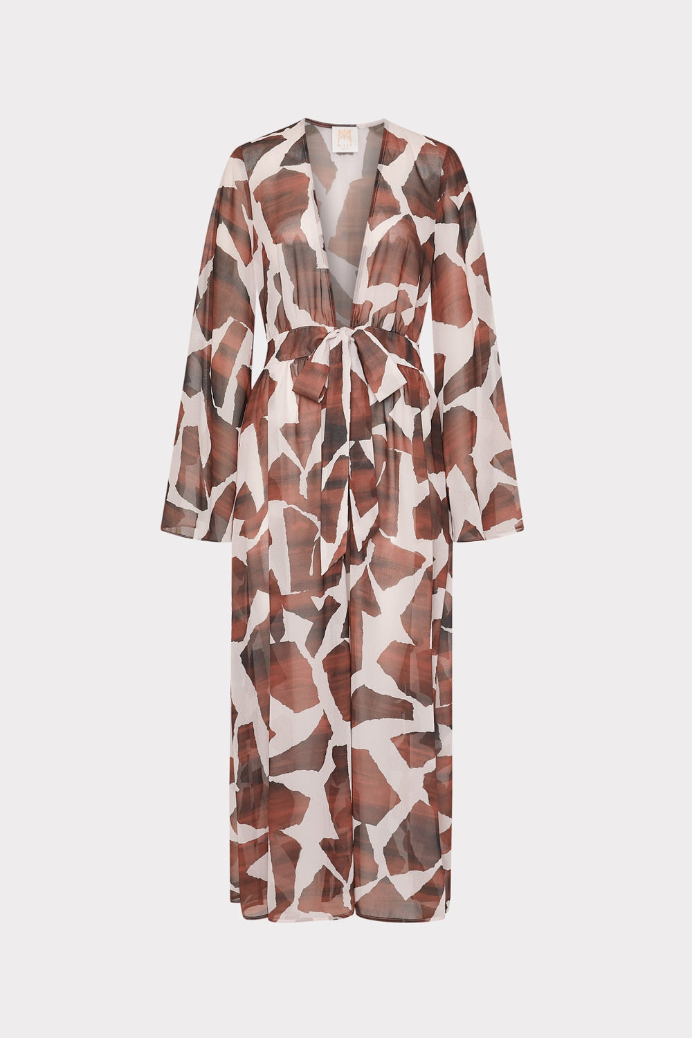 Vince Ocean Puzzle Chiffon Cover-Up Dress Brown Multi | Milly Women