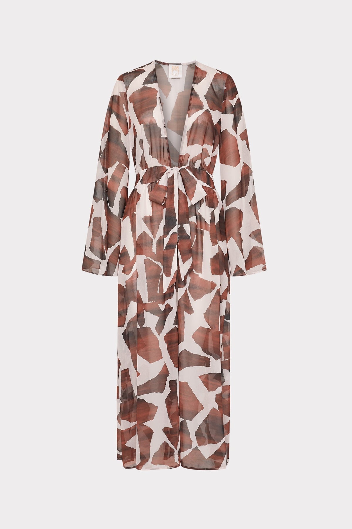 Vince Ocean Puzzle Chiffon Cover-Up Dress Brown Multi | Milly Women