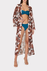 Vince Ocean Puzzle Chiffon Cover-Up Dress Brown Multi | Milly Women