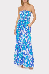 Olen Under The Sea Strapless Maxi Dress Blue Multi | Milly Women