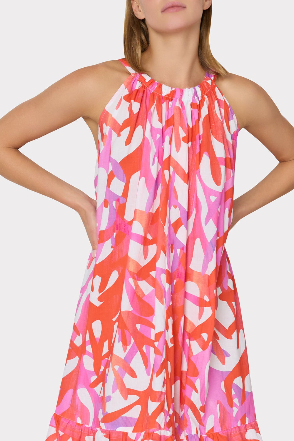 Under The Sea Halter Maxi Cover-Up Dress Pink Multi | Milly Women