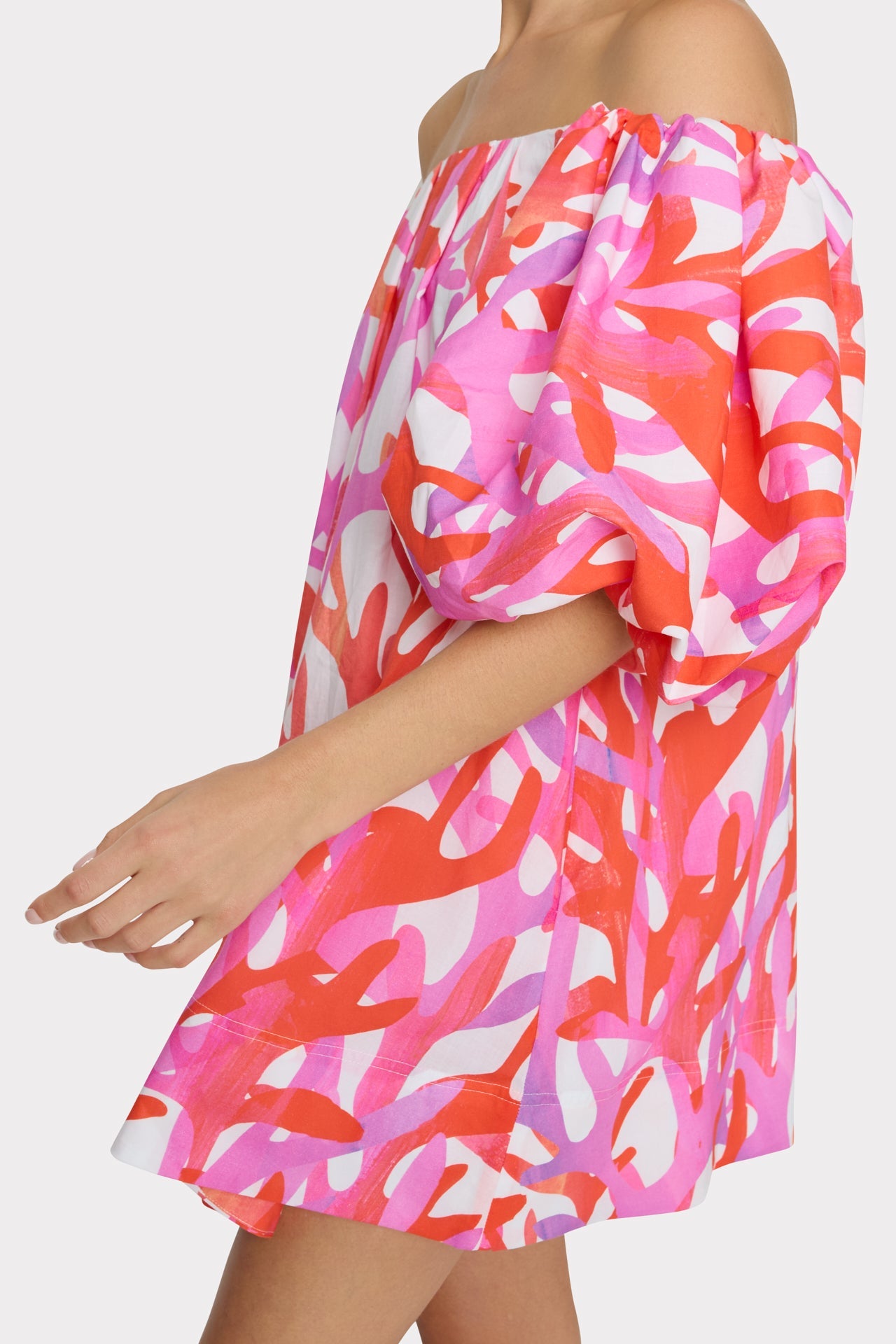 Jamie Under The Sea Off The Shoulder Mini Dress Pink Multi | Milly Women