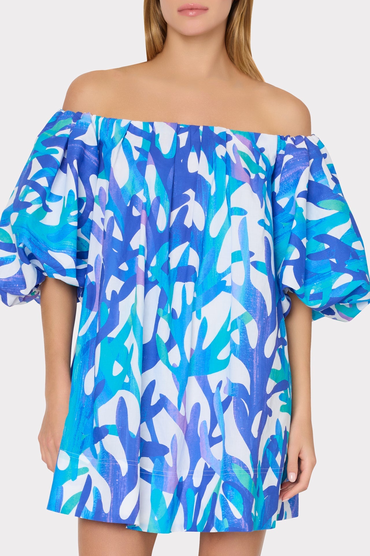 Jamie Under The Sea Off The Shoulder Mini Dress Blue Multi | Milly Women