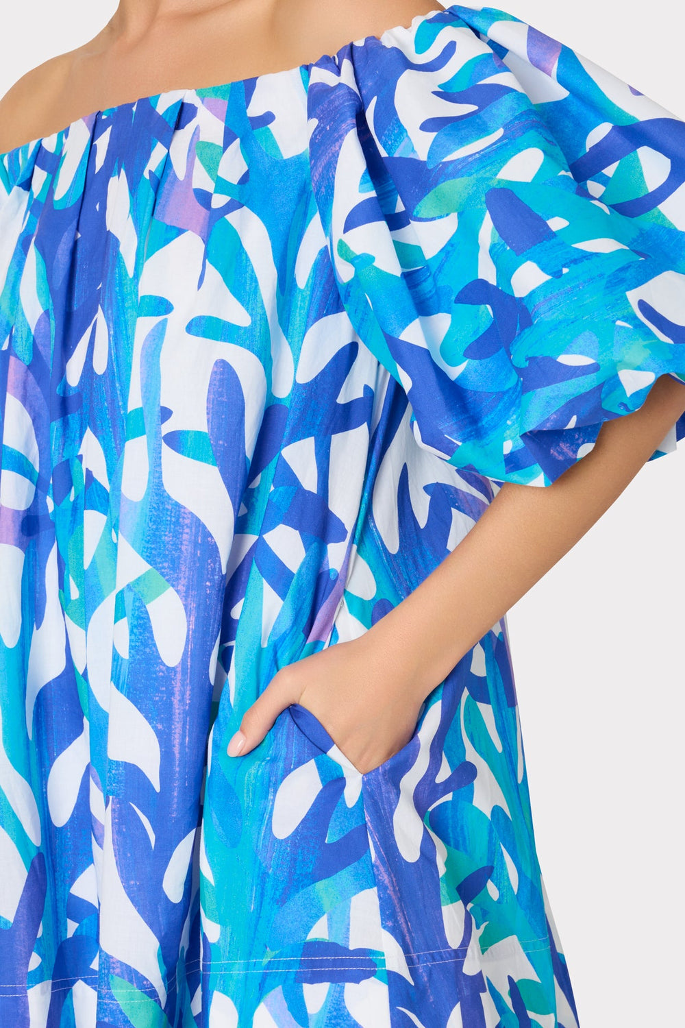 Jamie Under The Sea Off The Shoulder Mini Dress Blue Multi | Milly Women