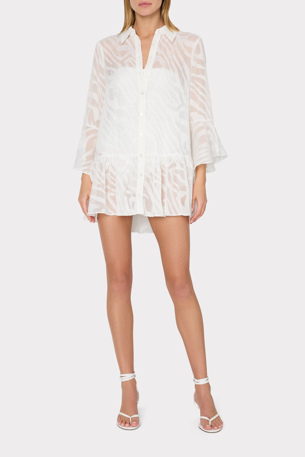 Vierra Zebra Burnout Cover-Up Dress White | Milly Women