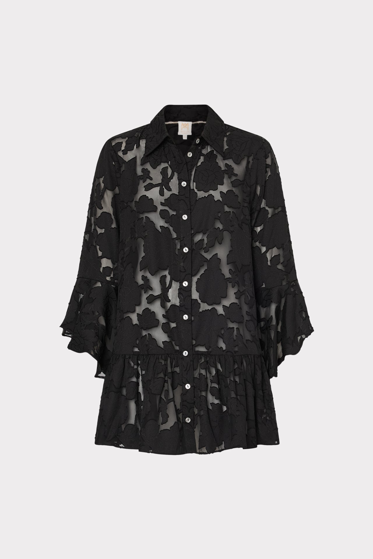 Vierra Black Rose Burnout Cover-Up Dress Black | Milly Women