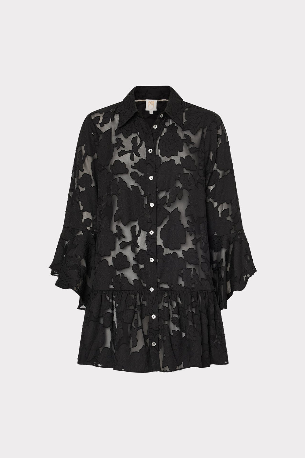 Vierra Black Rose Burnout Cover-Up Dress Black | Milly Women