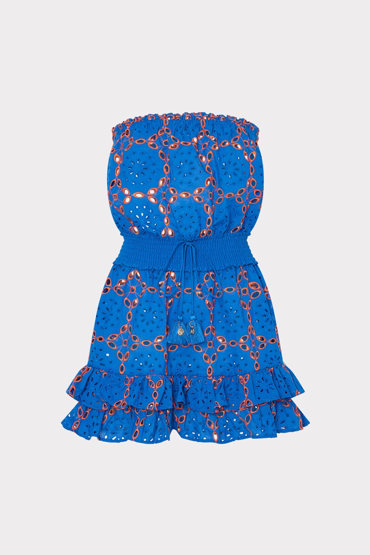 Verity Two Tone Geo Eyelet Cover-Up Dress Cobalt/Coral | Milly Women