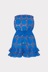 Verity Two Tone Geo Eyelet Cover-Up Dress Cobalt/Coral | Milly Women