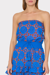 Verity Two Tone Geo Eyelet Cover-Up Dress Cobalt/Coral | Milly Women