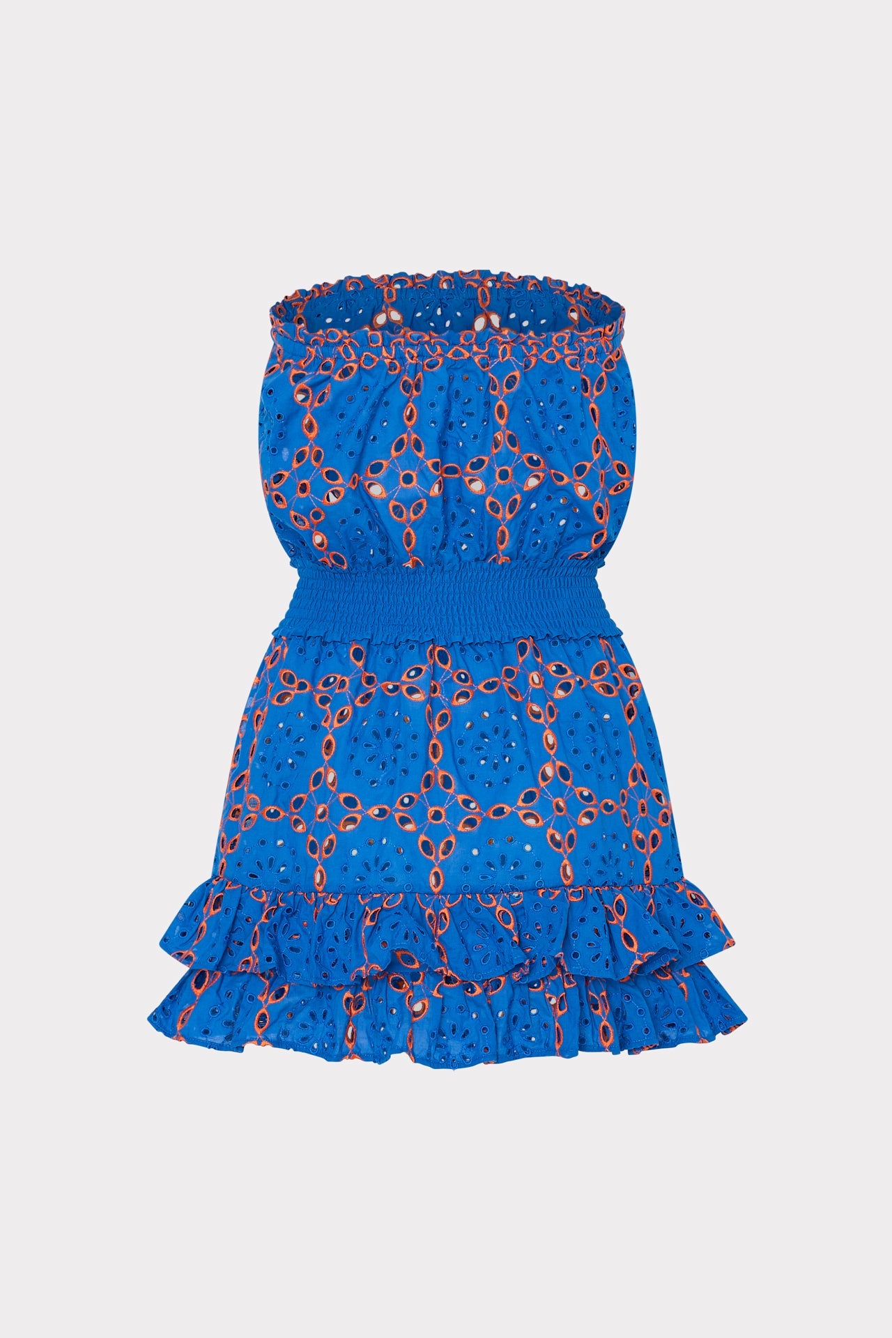 Verity Two Tone Geo Eyelet Cover-Up Dress Cobalt/Coral | Milly Women