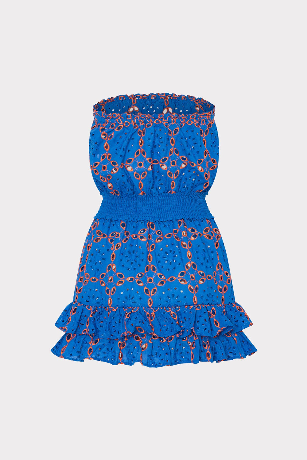 Verity Two Tone Geo Eyelet Cover-Up Dress Cobalt/Coral | Milly Women