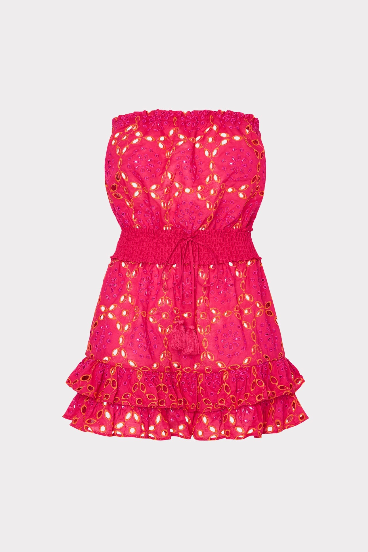 Verity Two Tone Geo Eyelet Cover-Up Dress Pink/Coral | Milly Women