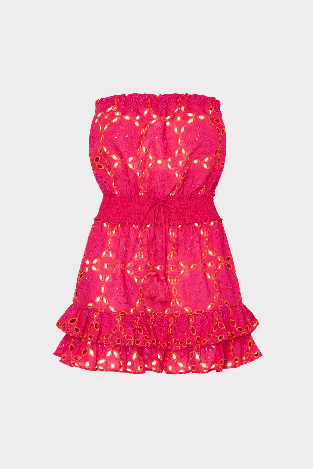 Verity Two Tone Geo Eyelet Cover-Up Dress Pink/Coral | Milly Women