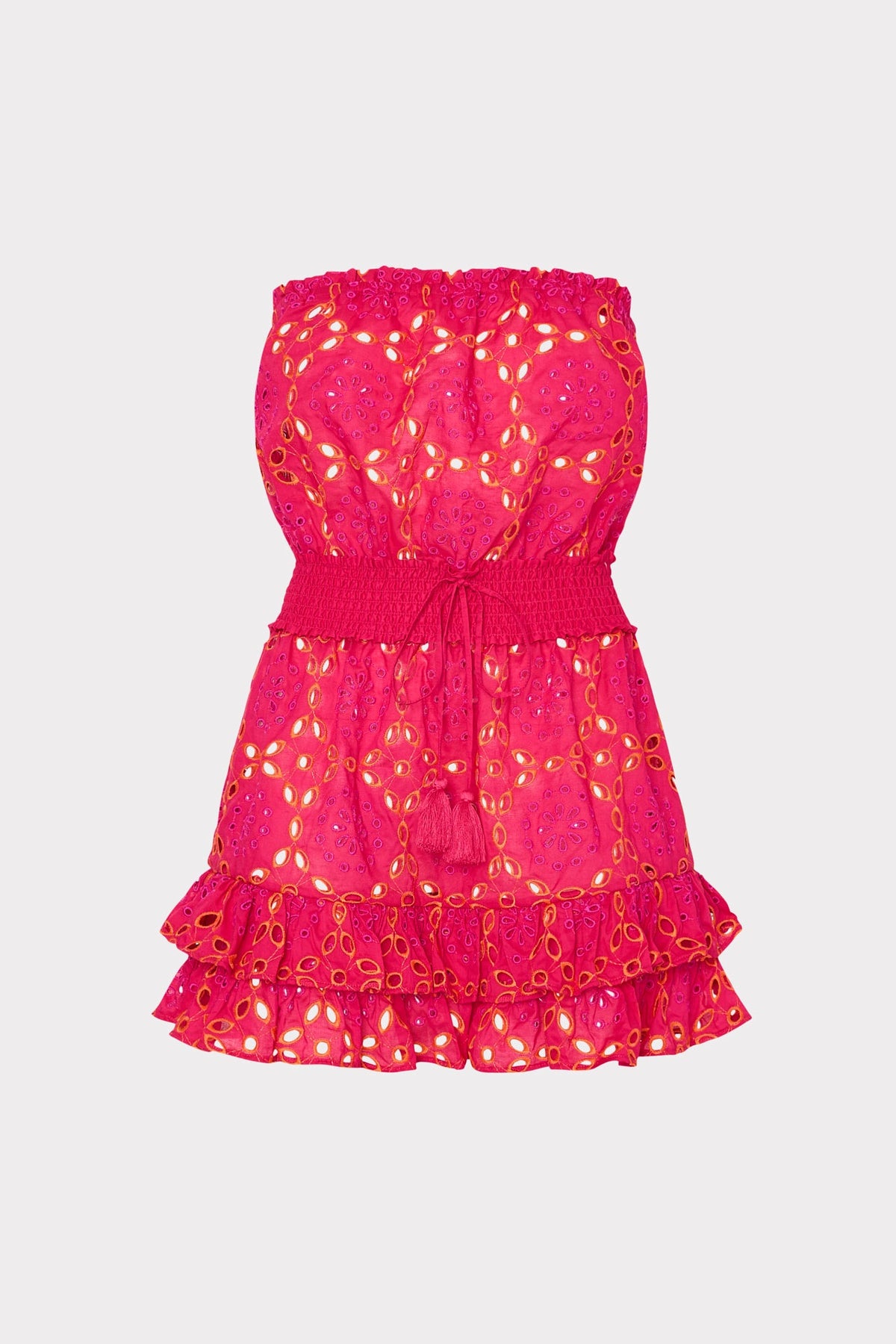 Verity Two Tone Geo Eyelet Cover-Up Dress Pink/Coral | Milly Women
