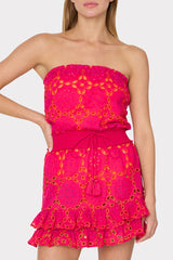 Verity Two Tone Geo Eyelet Cover-Up Dress Pink/Coral | Milly Women