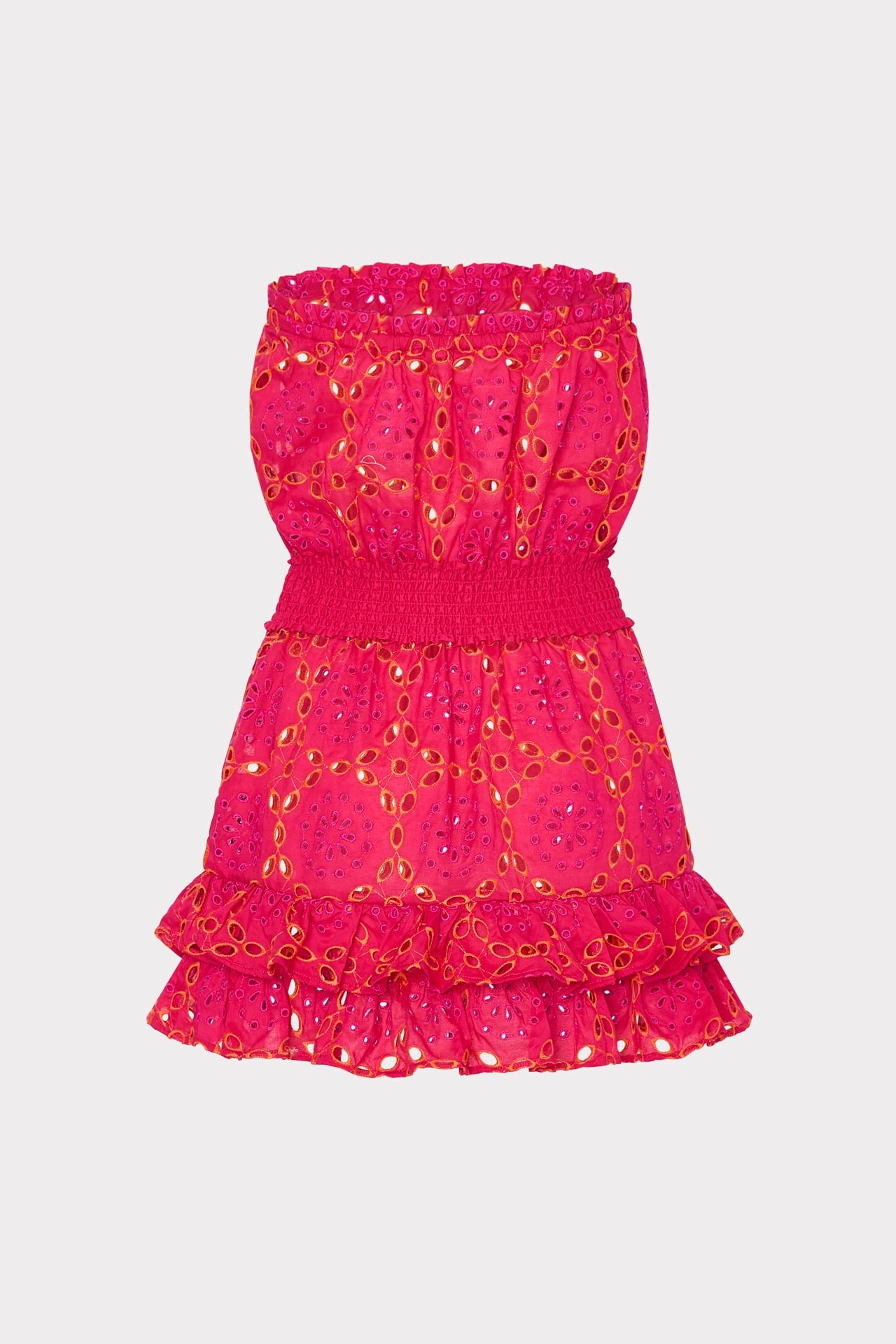 Verity Two Tone Geo Eyelet Cover-Up Dress Pink/Coral | Milly Women