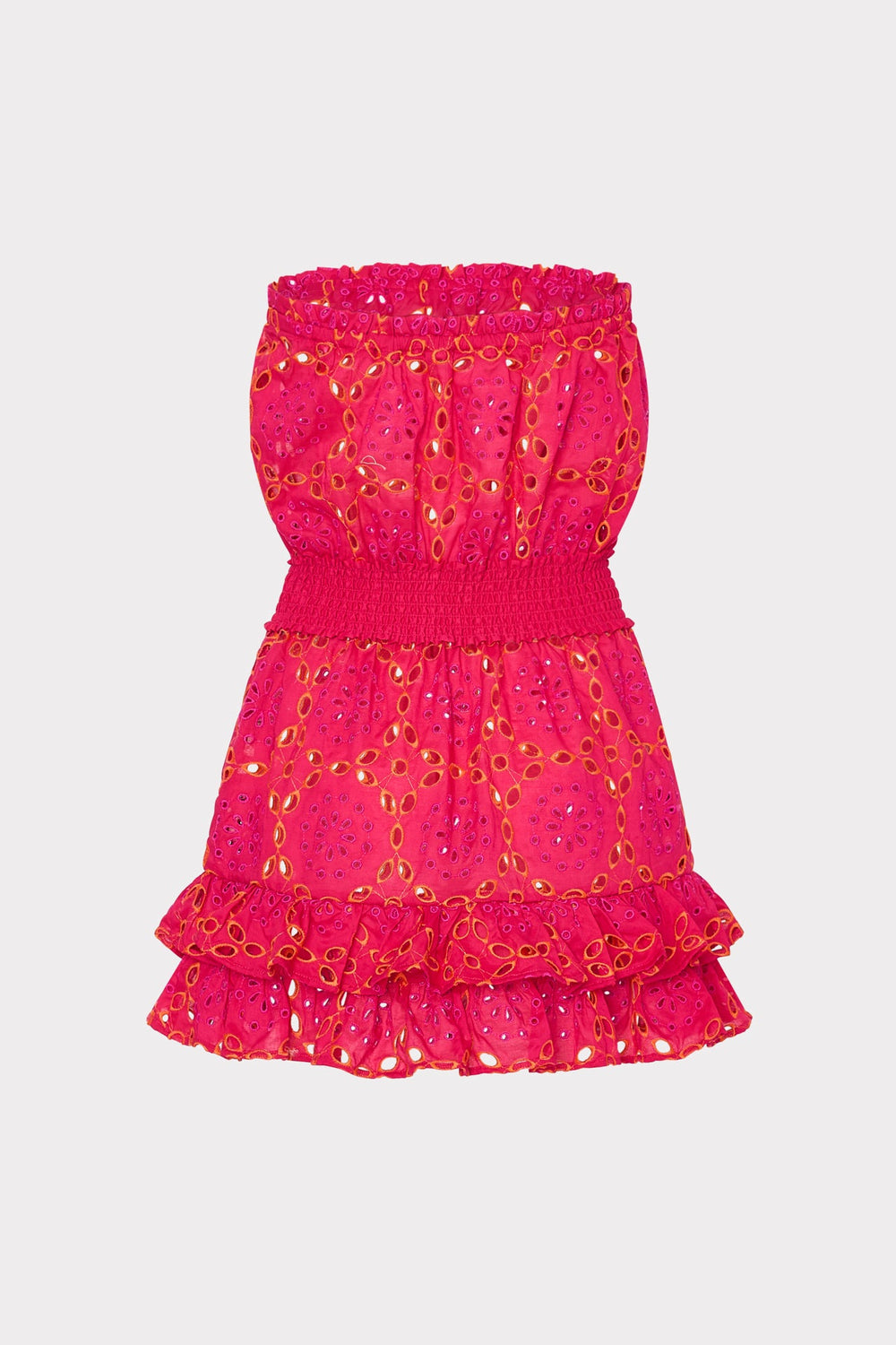 Verity Two Tone Geo Eyelet Cover-Up Dress Pink/Coral | Milly Women