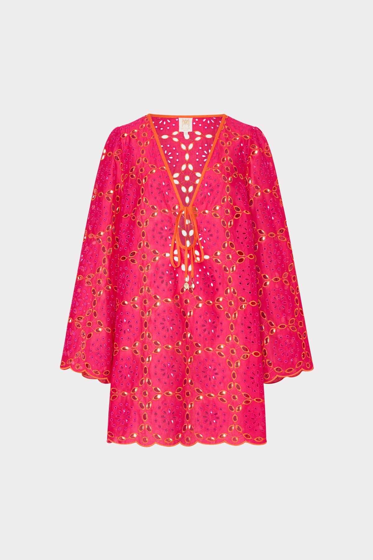Viara Two Tone Geo Eyelet Cover-Up Dress Pink/Coral | Milly Women