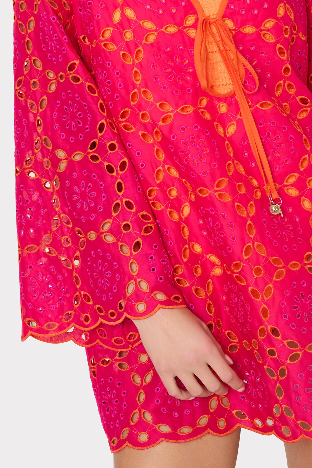 Viara Two Tone Geo Eyelet Cover-Up Dress Pink/Coral | Milly Women