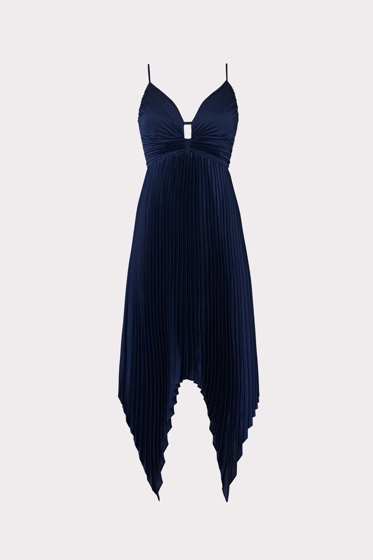 Joanna Pleated Satin Dress Navy | Milly Women