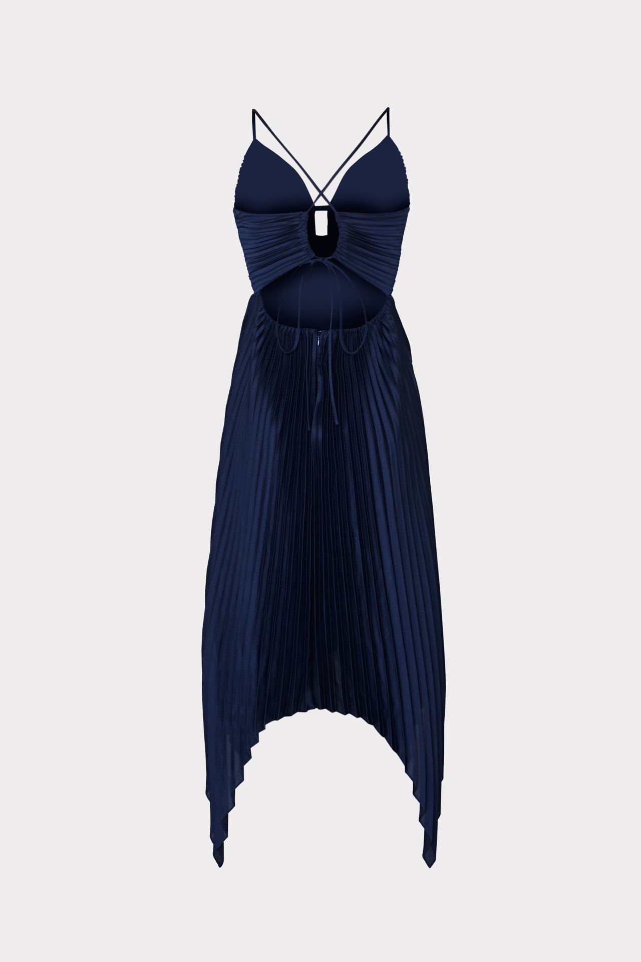 Joanna Pleated Satin Dress Navy | Milly Women