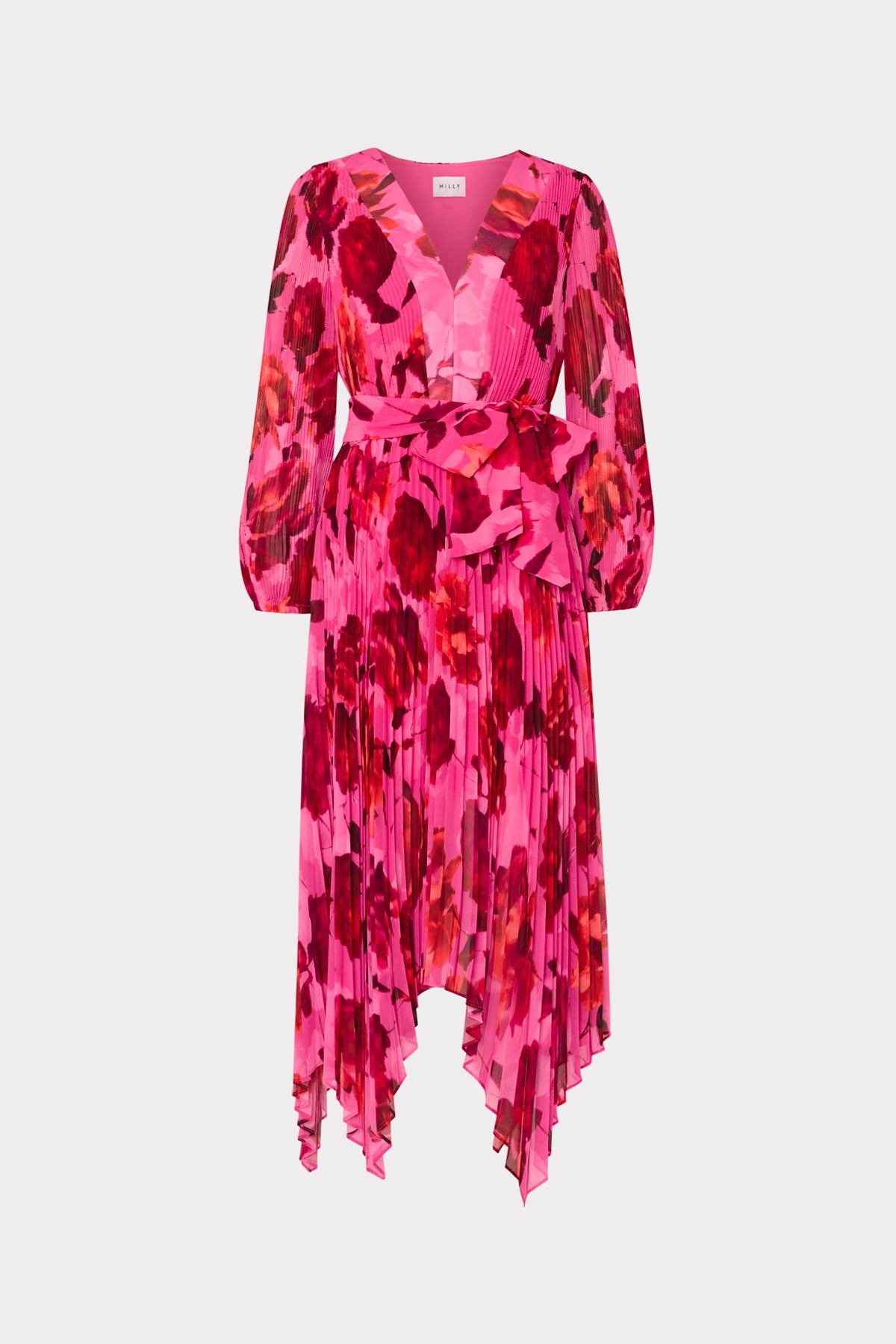 Liora Blurred Blossom Pleated Dress Pink Multi | Milly Women