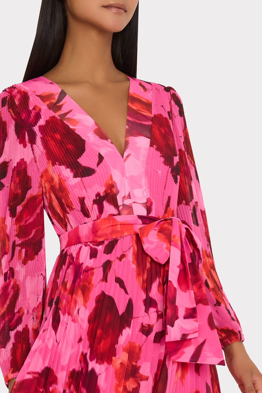 Liora Blurred Blossom Pleated Dress Pink Multi | Milly Women
