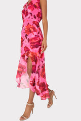 Nanci Blurred Blossom Ruffle Dress Pink Multi | Milly Women