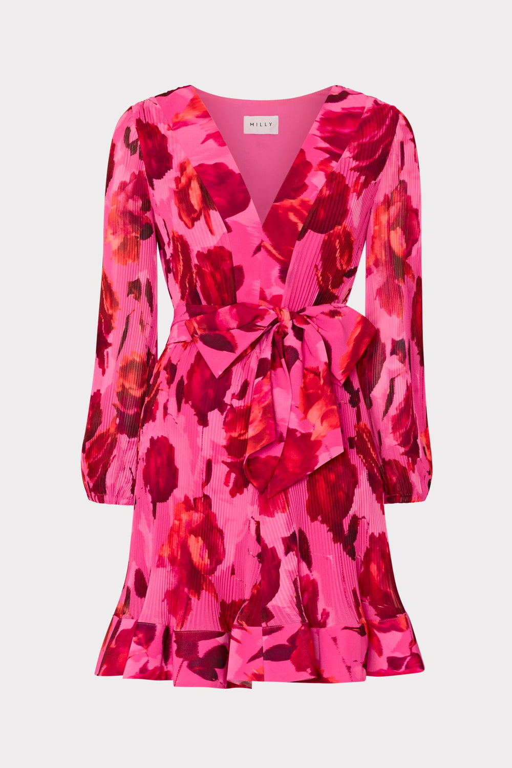 Liv Blurred Blossom Pleated Dress Pink Multi | Milly Women