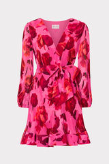 Liv Blurred Blossom Pleated Dress Pink Multi | Milly Women