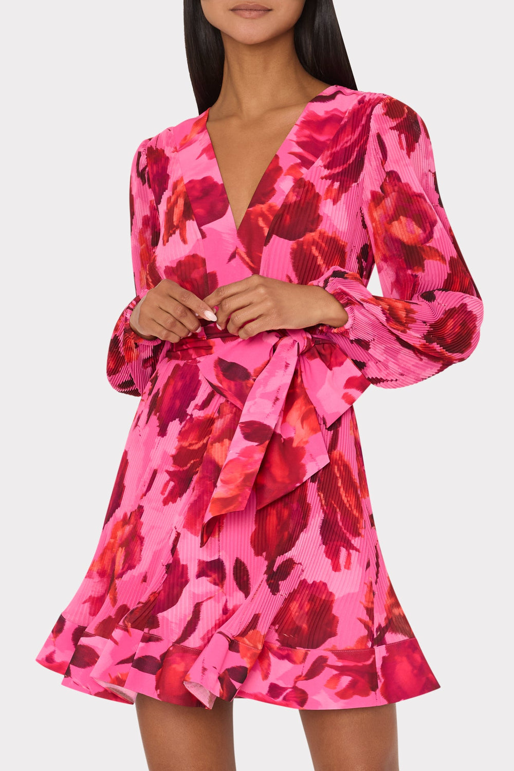 Liv Blurred Blossom Pleated Dress Pink Multi | Milly Women