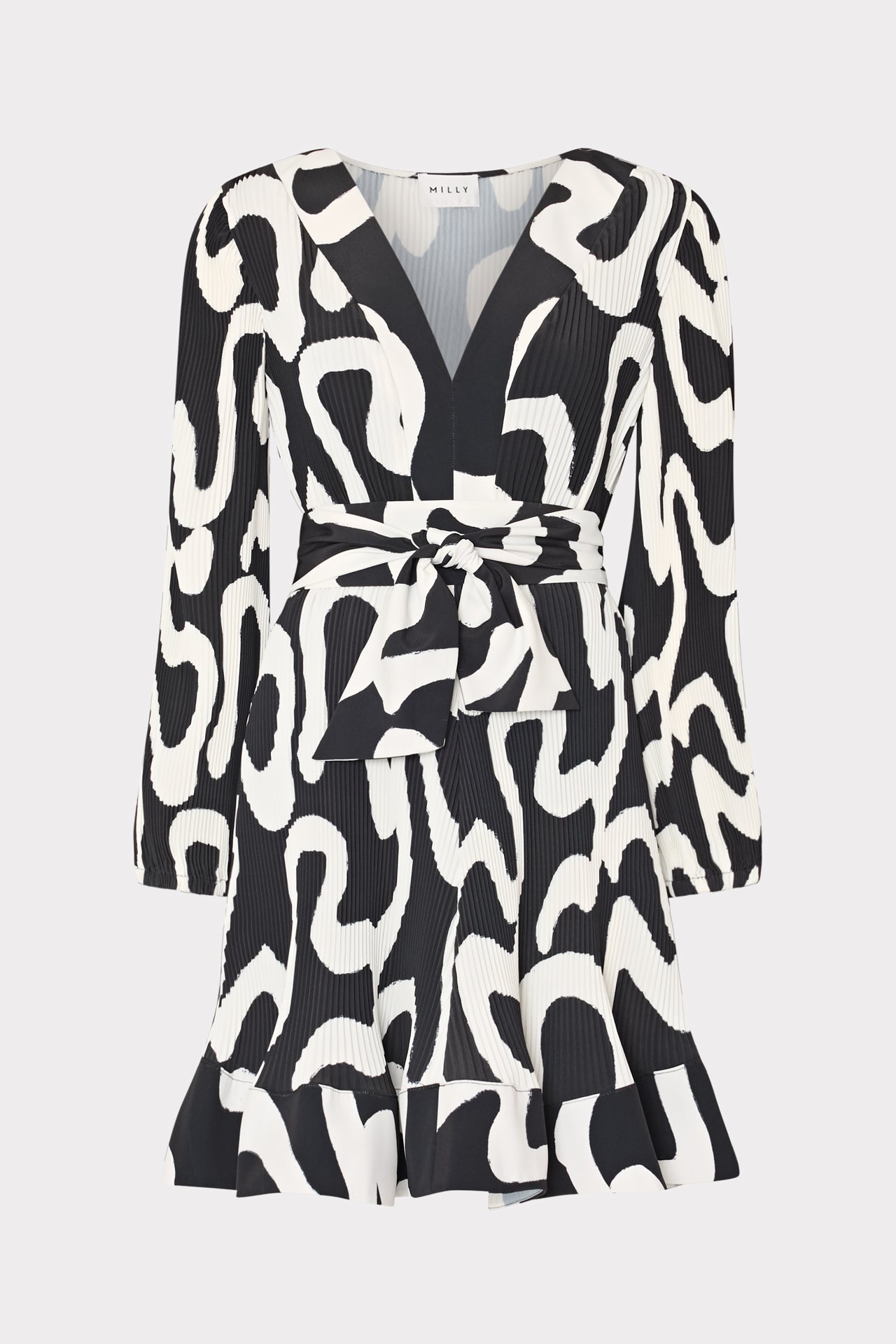Liv Ink Swirl Pleated Dress Black/White | Milly Women